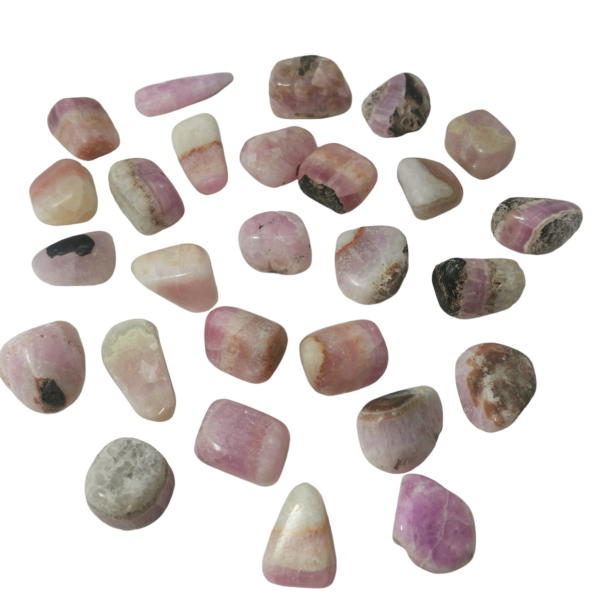 Pink Calcite tumble, calcium carbonate.