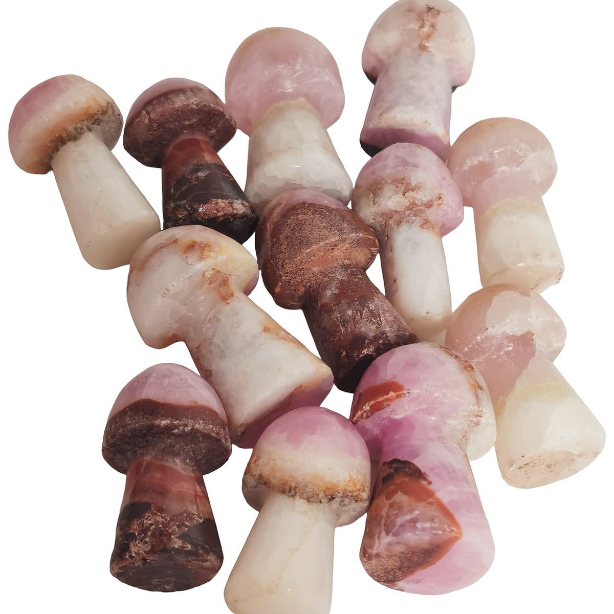 Pink Calcite Mushroom carving.