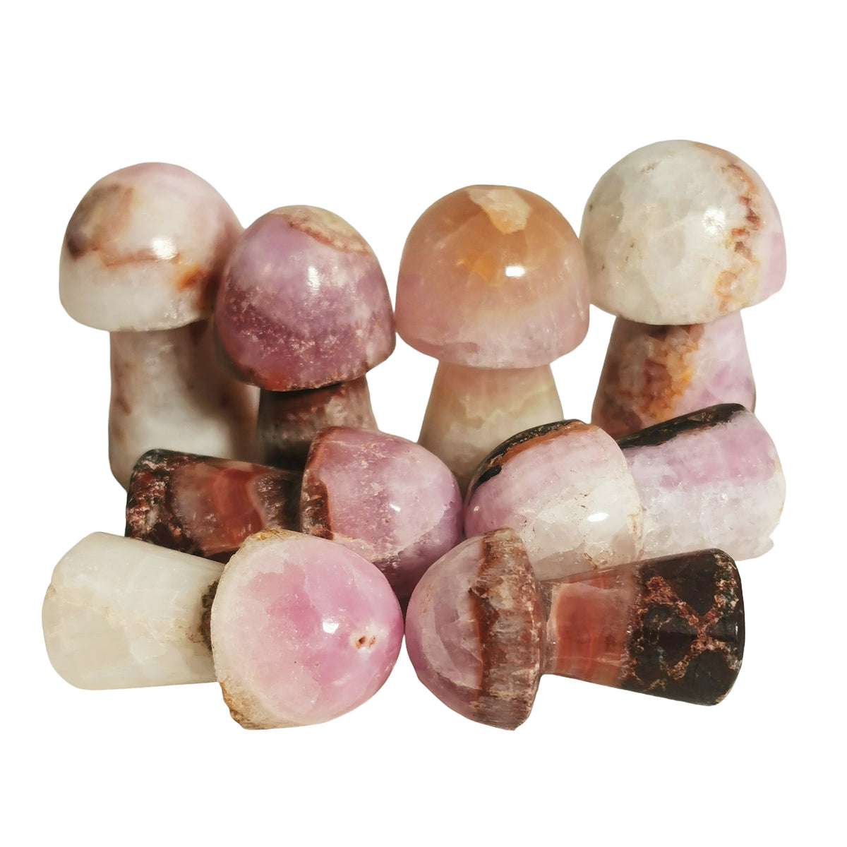 Pink Calcite Mushroom carving.