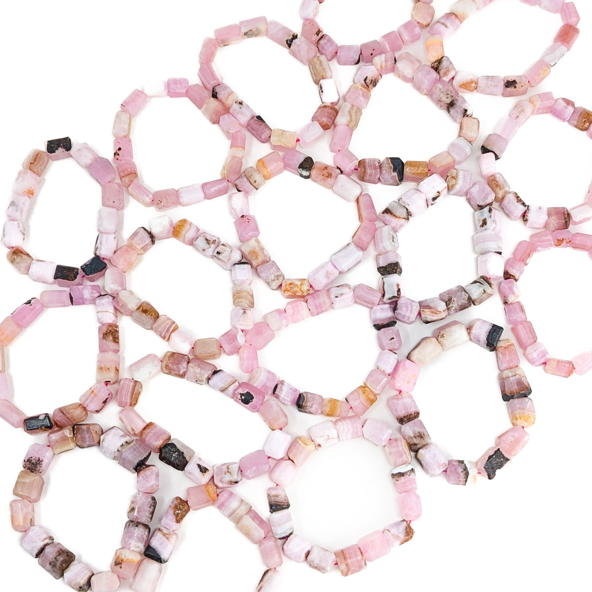 Pink calcite bead bracelet: many bracelets