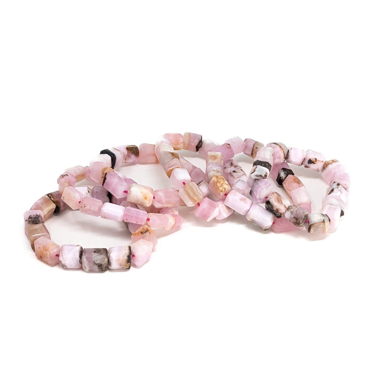 Pink calcite bead bracelet: row of bracelets