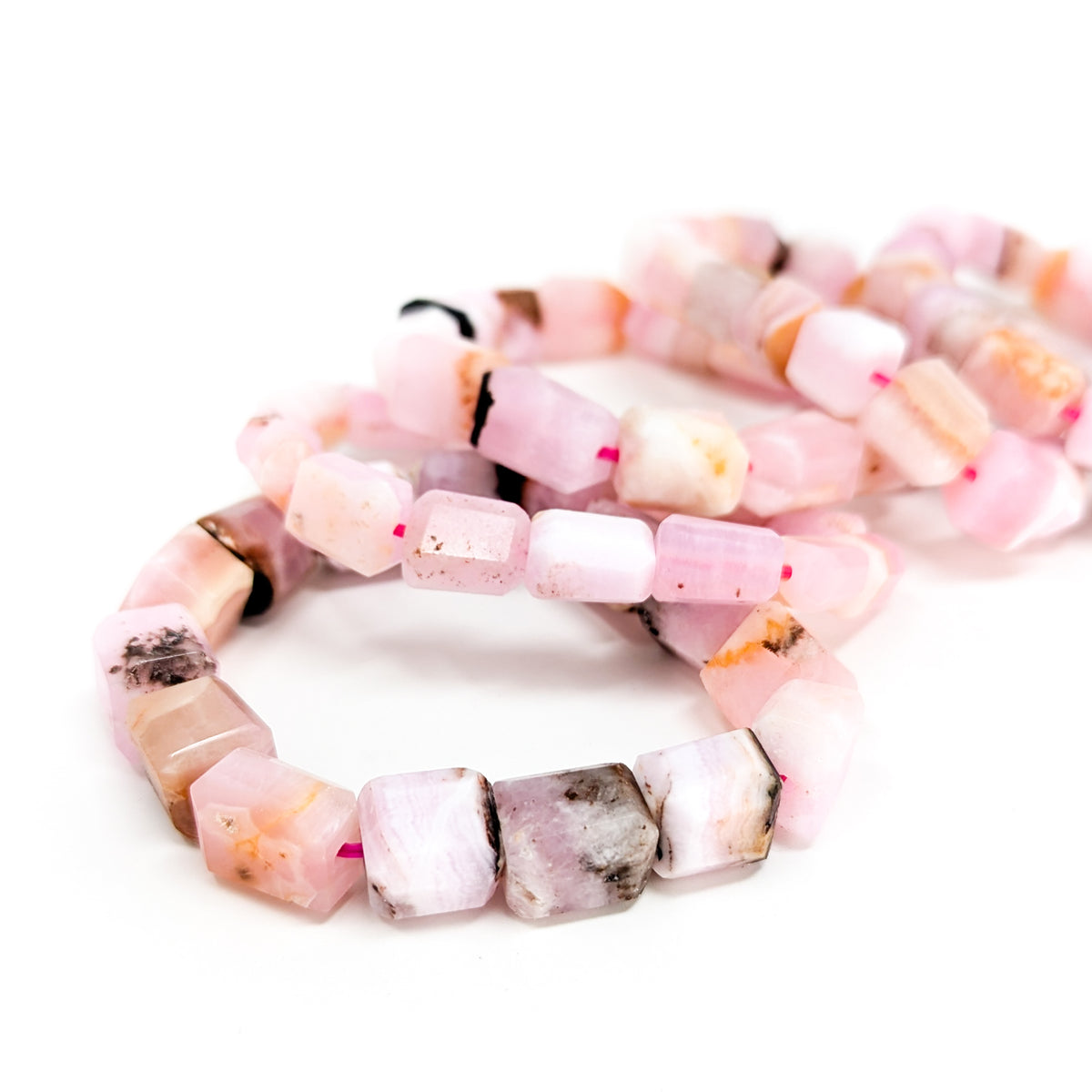 Pink calcite bead bracelet: stacked bracelets