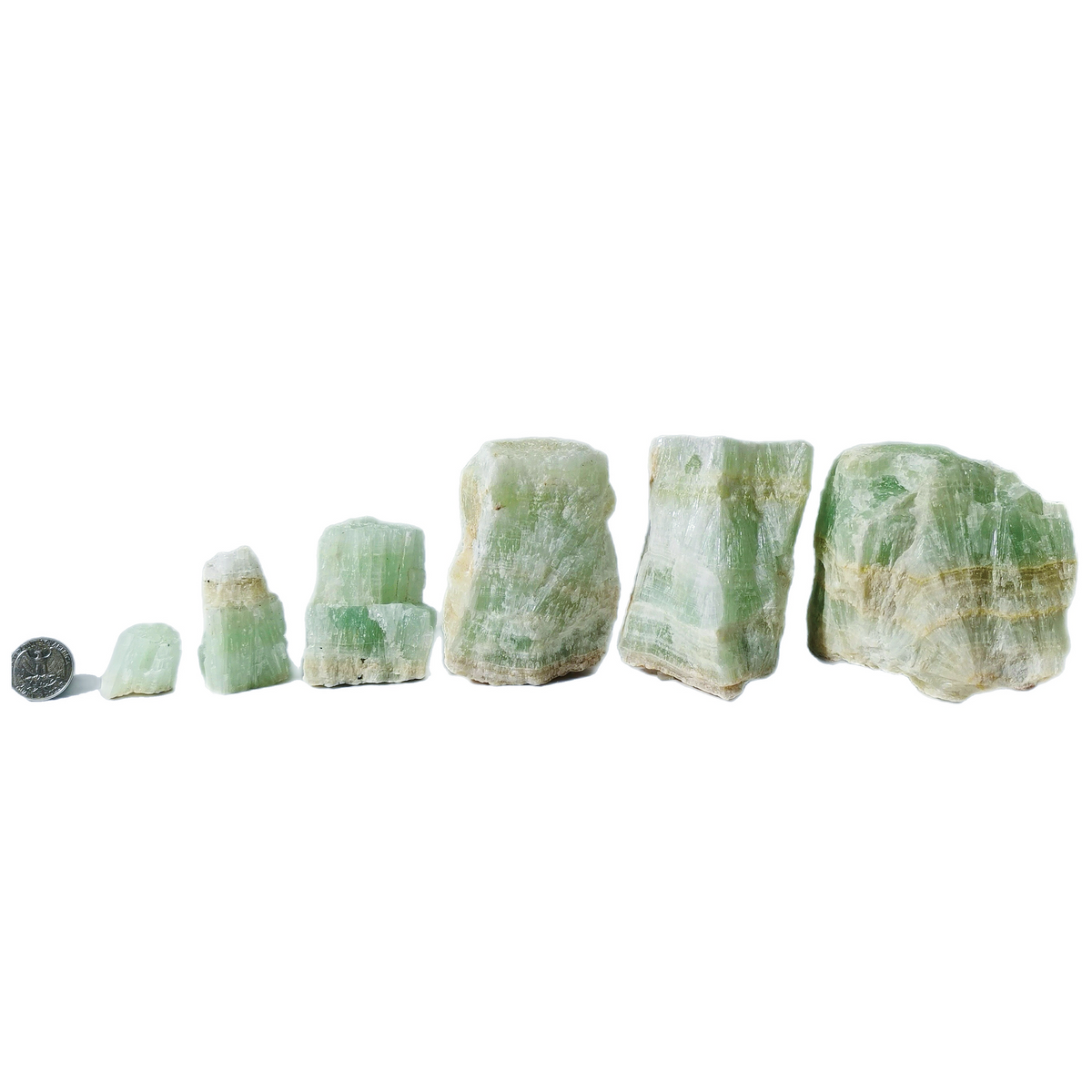 Pistachio Calcite specimen, calcium carbonate.