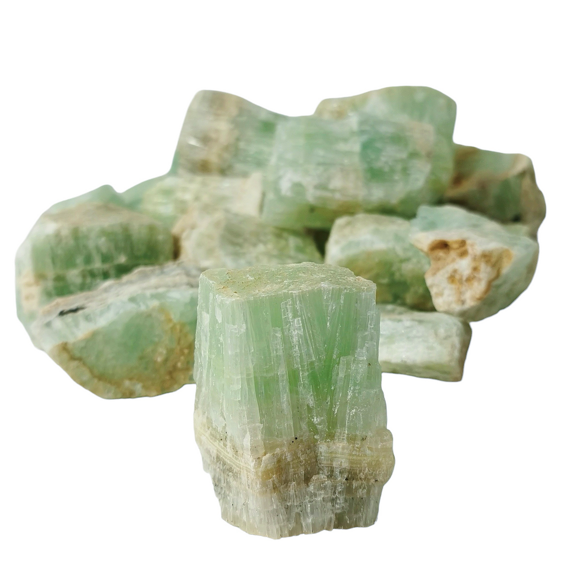 Pistachio Calcite specimen, calcium carbonate.
