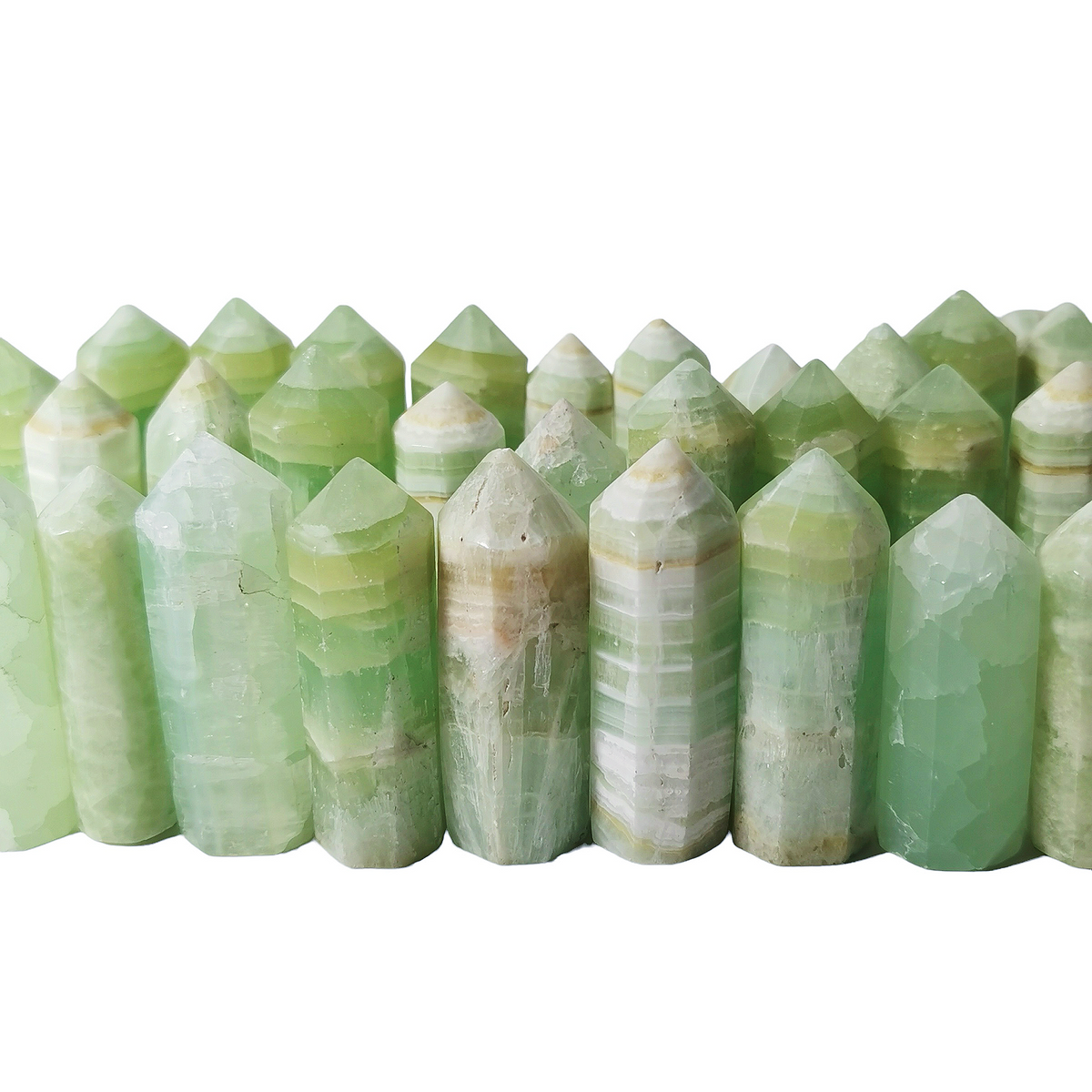 Pistachio Calcite mini tower, calcium carbonate.