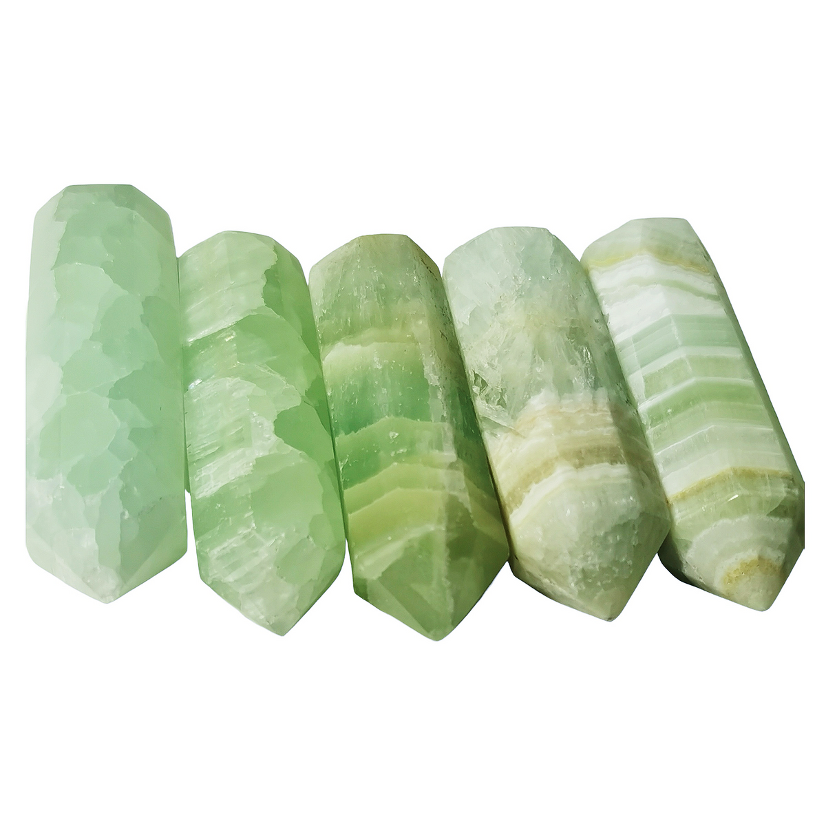 Pistachio Calcite mini tower, calcium carbonate.