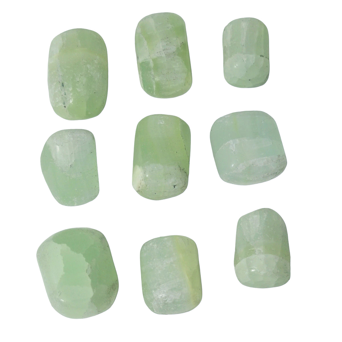 Pistachio Calcite tumble, calcium carbonate.