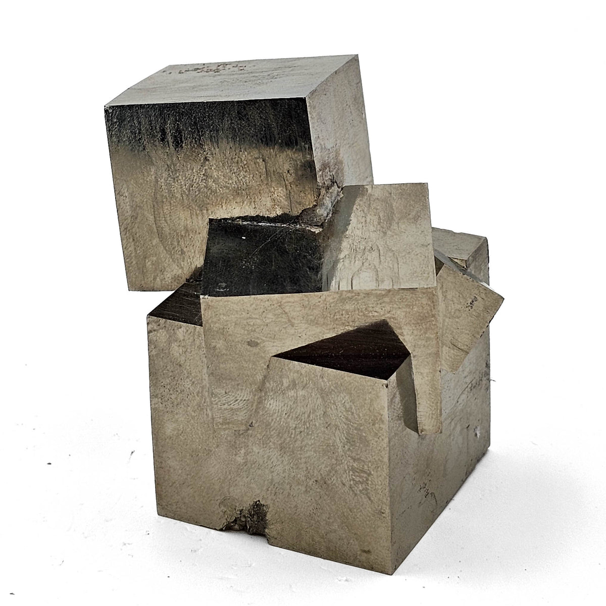 Cubic Pyrite Cluster specimen, an iron sulfide, from Ampliación a Victoria Mine, Navajún, La Rioja, Spain.