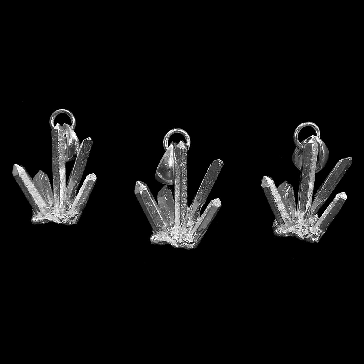 Quartz Cluster pendant in sterling silver.