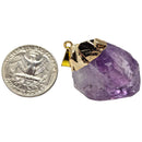 Raw Amethyst - Cap Pendant - Brazil - Crown Chakra - Gold Plated Base