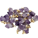 Raw Amethyst - Cap Pendant - Brazil - Crown Chakra - Gold Plated Base