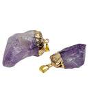Raw Amethyst - Cap Pendant - Brazil - Crown Chakra - Gold Plated Base