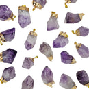 Raw Amethyst - Cap Pendant - Brazil - Crown Chakra - Gold Plated Base