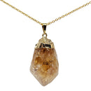 Raw Citrine - Cap Pendant - Gold Plated Base - Brazil - Solar Plexus and Sacral Chakra
