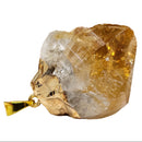 Raw Citrine - Cap Pendant - Gold Plated Base - Brazil - Solar Plexus and Sacral Chakra