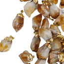 Raw Citrine - Cap Pendant - Gold Plated Base - Brazil - Solar Plexus and Sacral Chakra