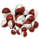Red Jasper and Howlite Balls - Crown and Root Chakra