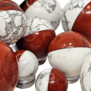 Red Jasper and Howlite Balls - Crown and Root Chakra