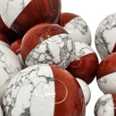 Red Jasper and Howlite Balls - Crown and Root Chakra