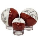 Red Jasper and Howlite Balls - Crown and Root Chakra
