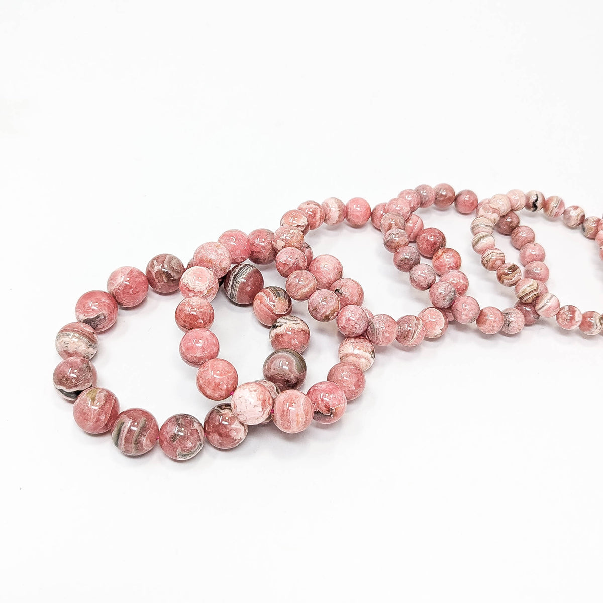 Rhodochrosite round bead bracelet – row of bracelets