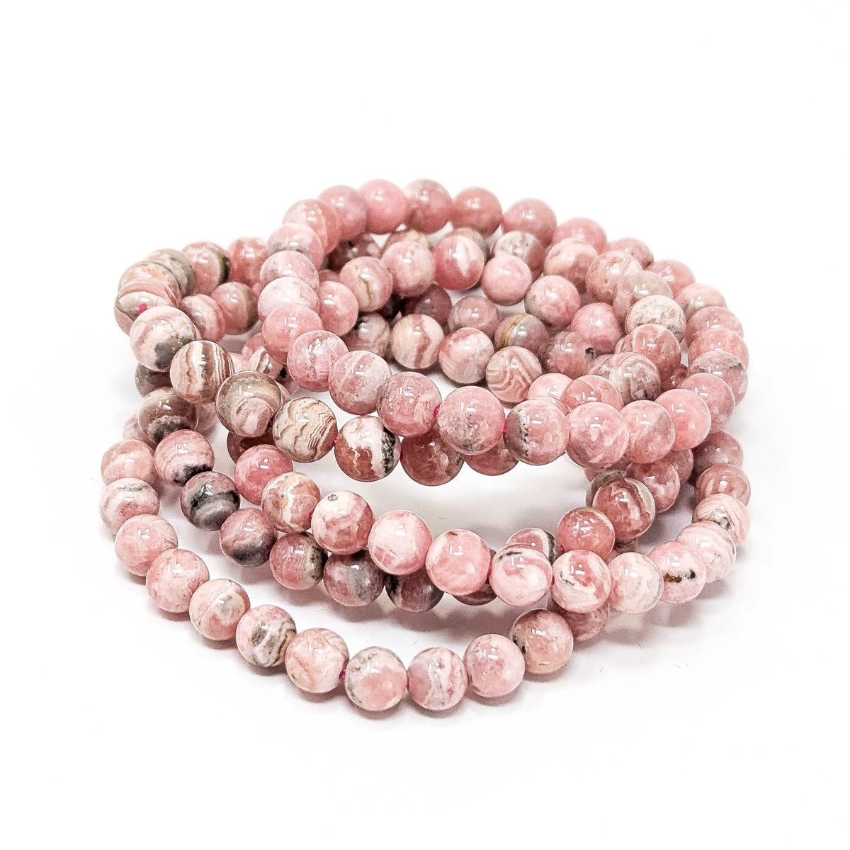 Rhodochrosite round bead bracelet – bracelets in a stack