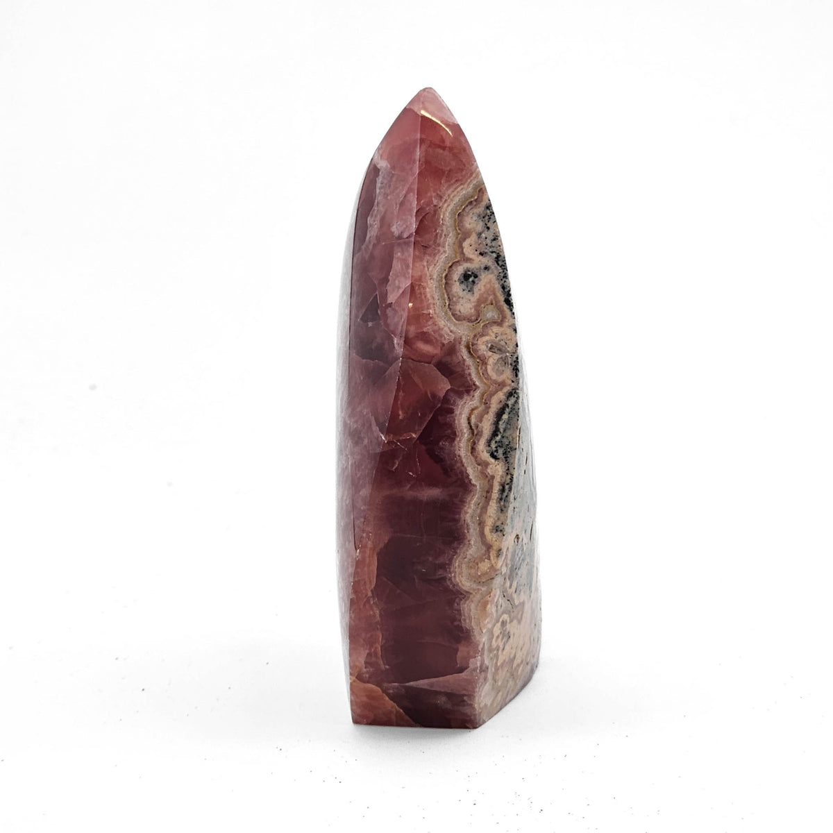 Rhodochrosite flame from Capillitas Mine, Catamarca Province, Argentina.