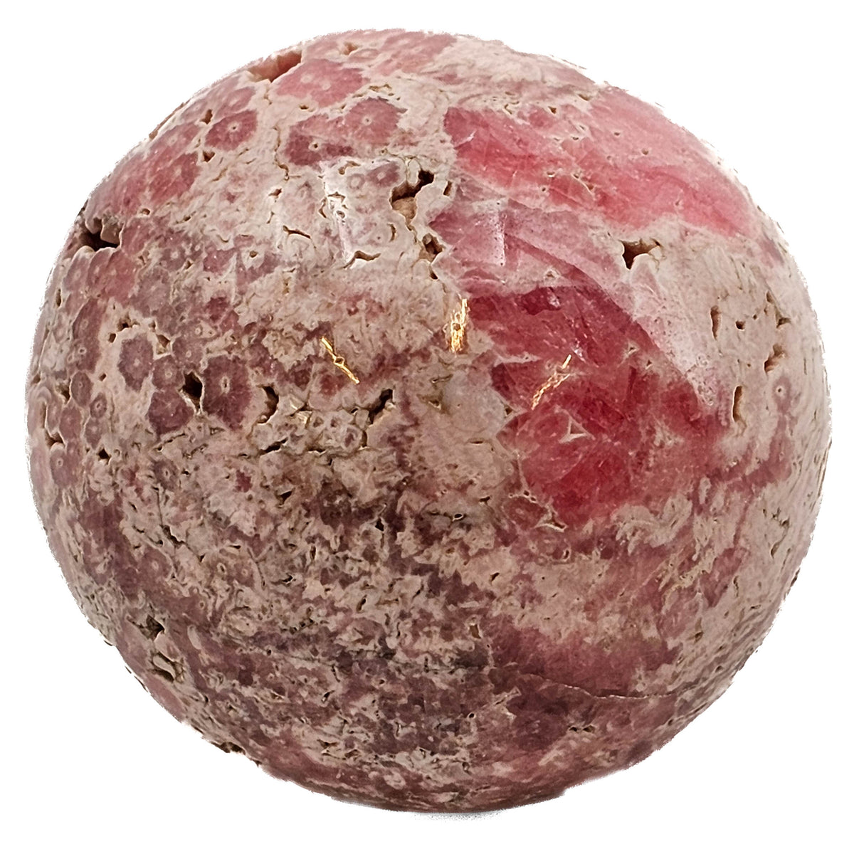 Rhodochrosite sphere from Uchucchacua Mine, Oyón Province, Lima Department, Peru.
