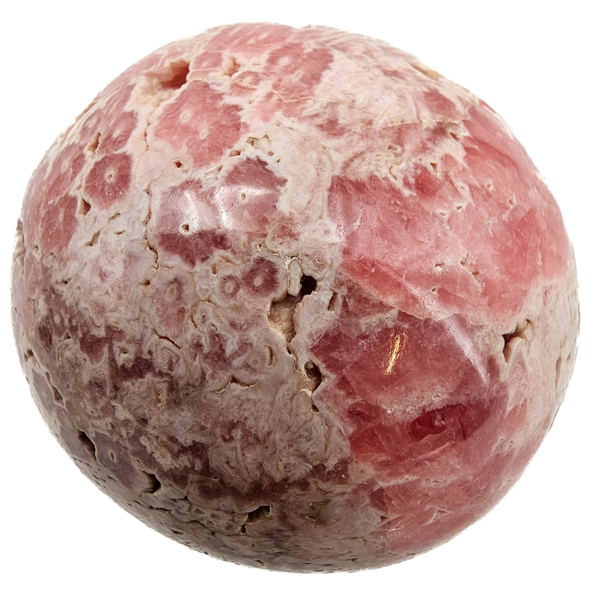 Rhodochrosite sphere from Uchucchacua Mine, Oyón Province, Lima Department, Peru.