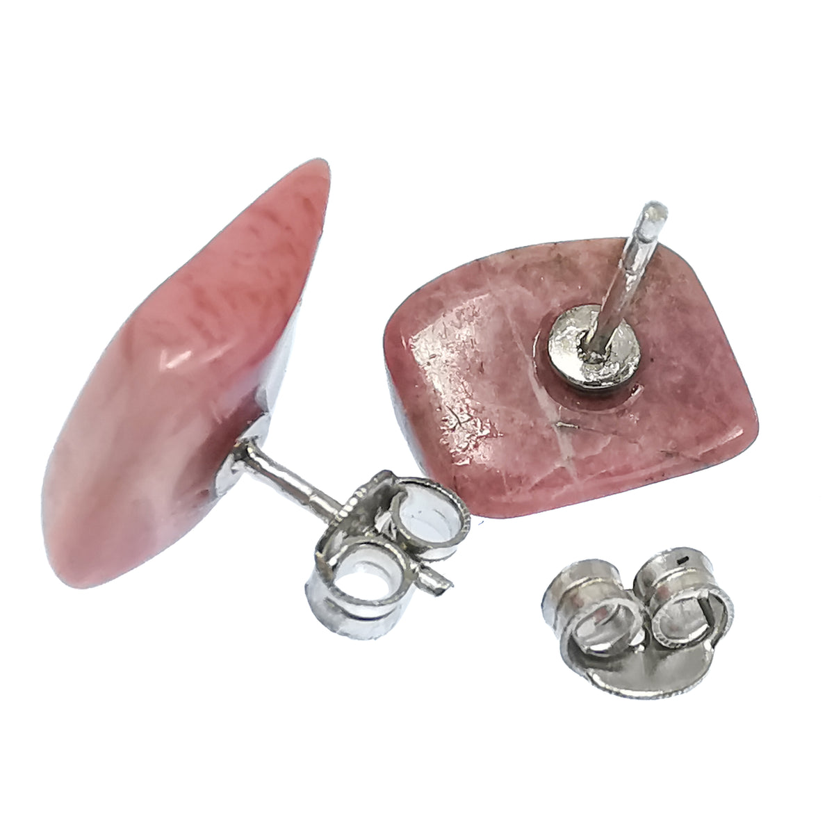 Rhodonite Chip Stud earrings (pair).