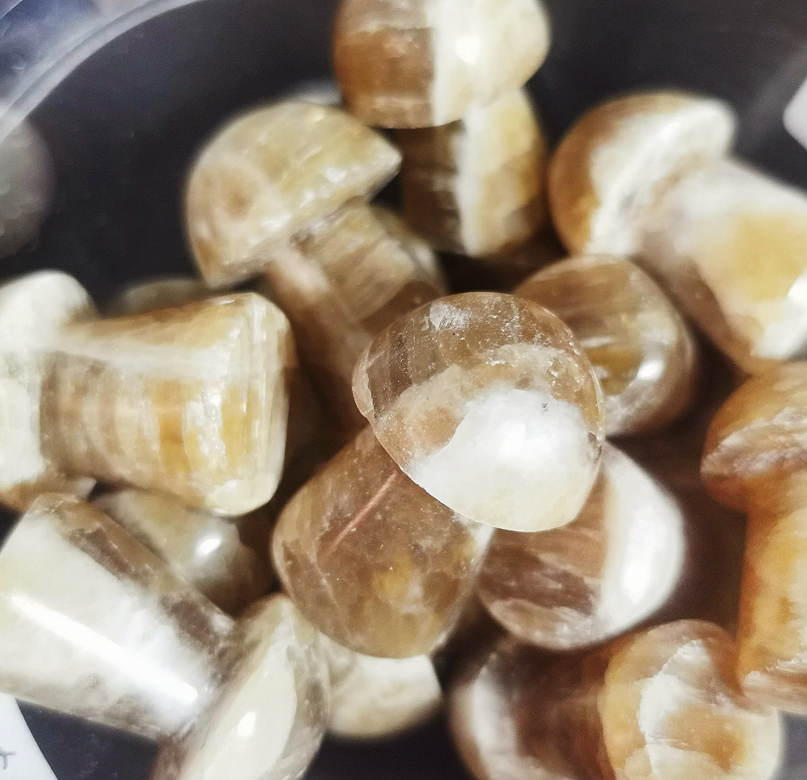 Rootbeer Calcite Mushroom carving.