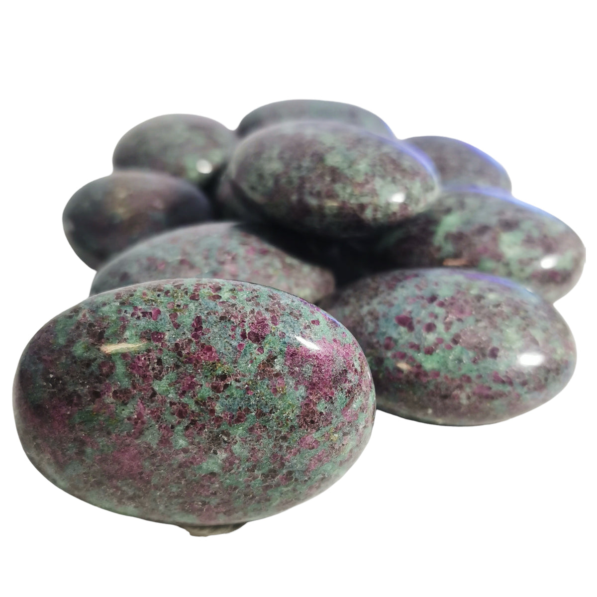 Ruby in Kyanite palmstone from India.