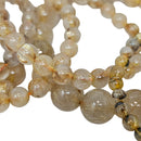 Golden Rutile Quartz - Round Bead Bracelet