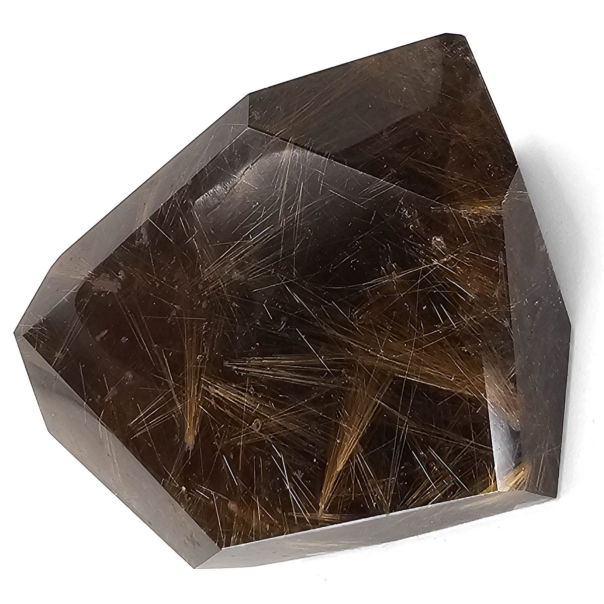 Rutile in Smoky Quartz freeform from Novo Horizonte, Bahia, Brazil.