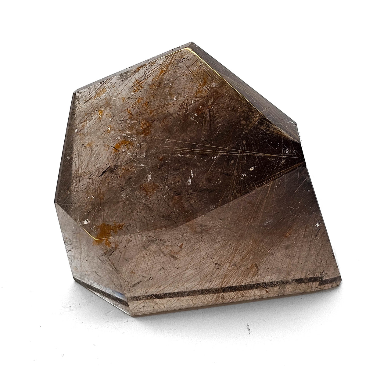 Rutile Quartz polished freeform from Novo Horizonte, Bahia, Brazil.