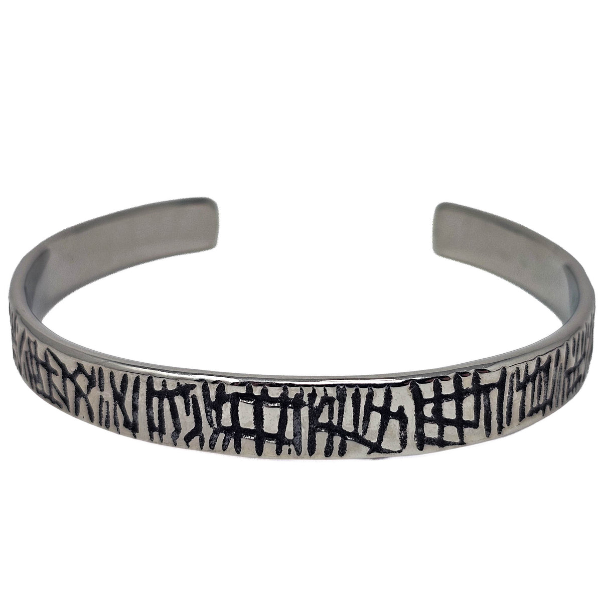 Scored Line stainless steel cuff bracelet.