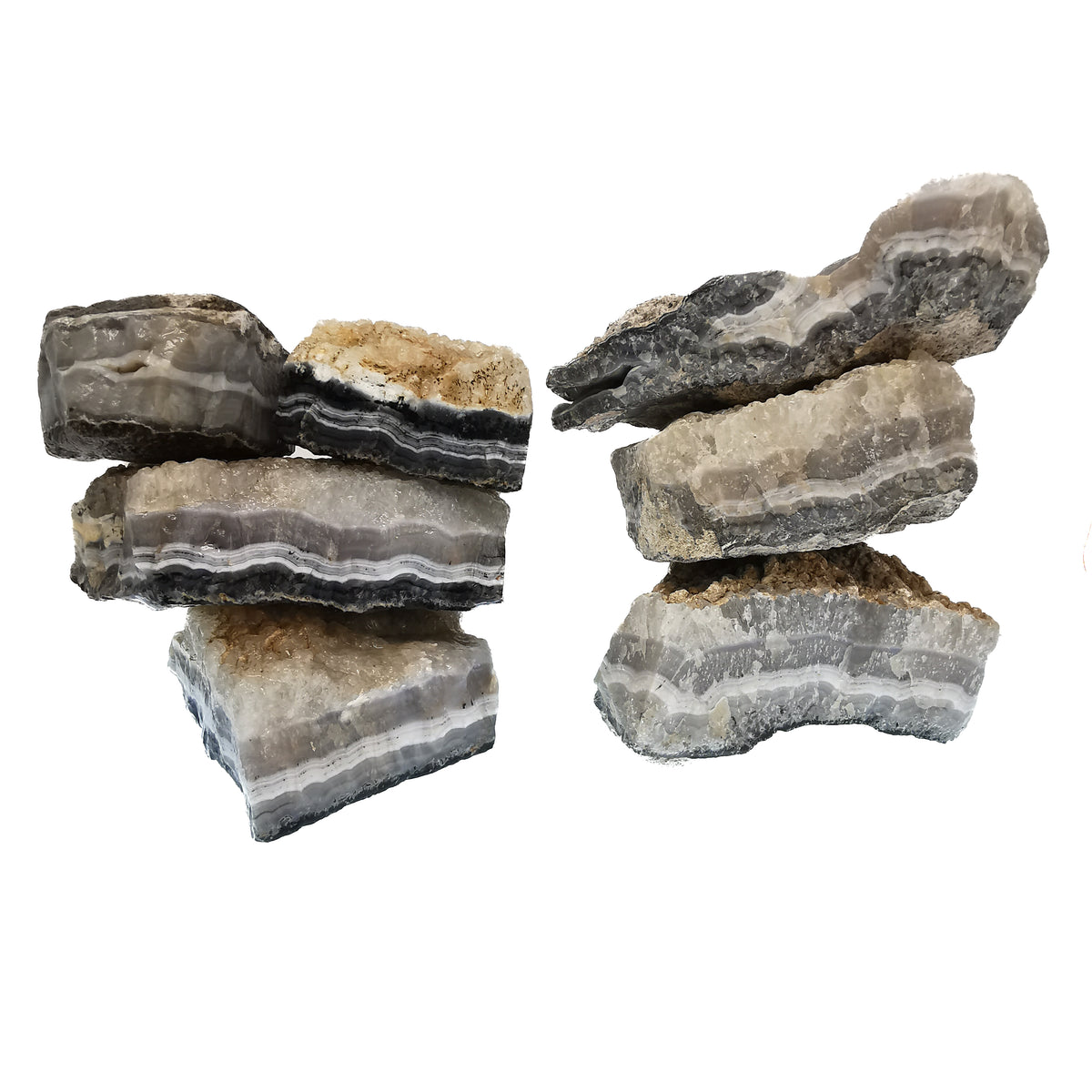Seam Agate rough, a variety of chalcedony, from Mexico.