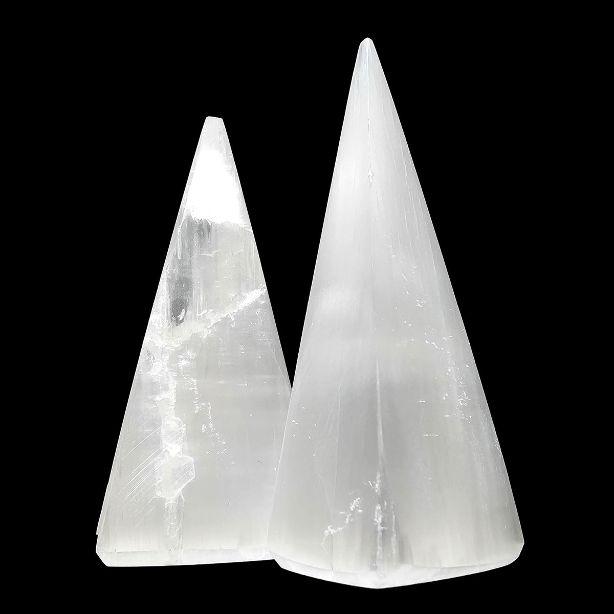 Selenite obelisk tower, a variety of gypsum, from Morocco.