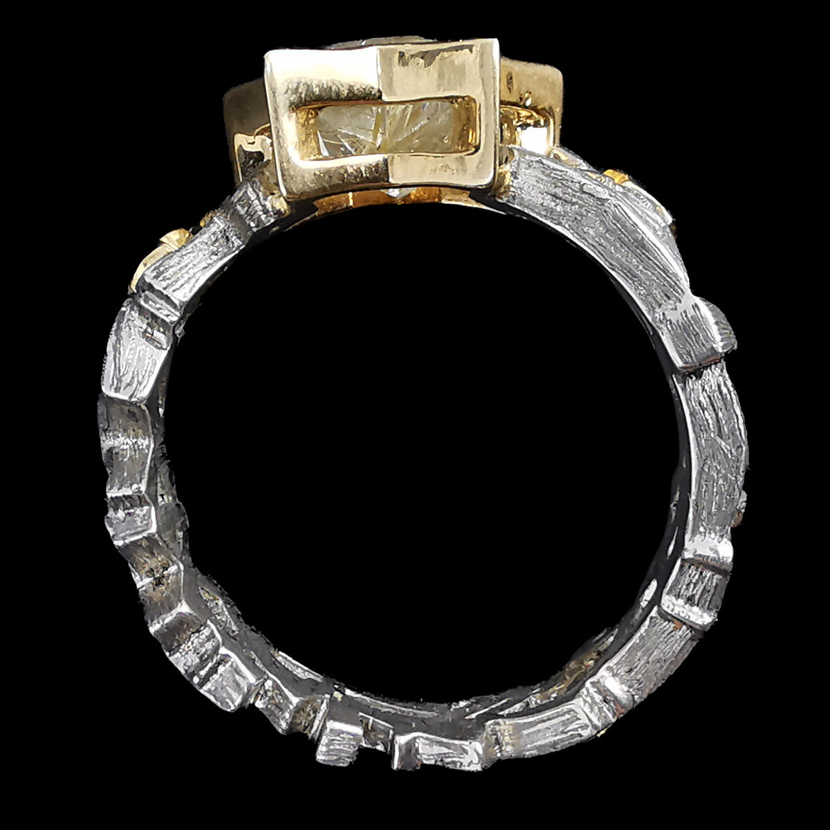 Shooting Star ring in sterling silver and solid 18K or 10K gold with Rutile Quartz.