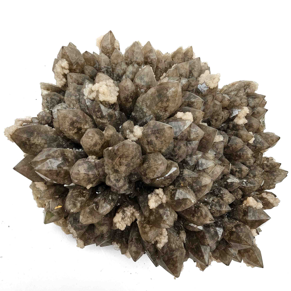 Calcite on Smoky Quartz - Specimen