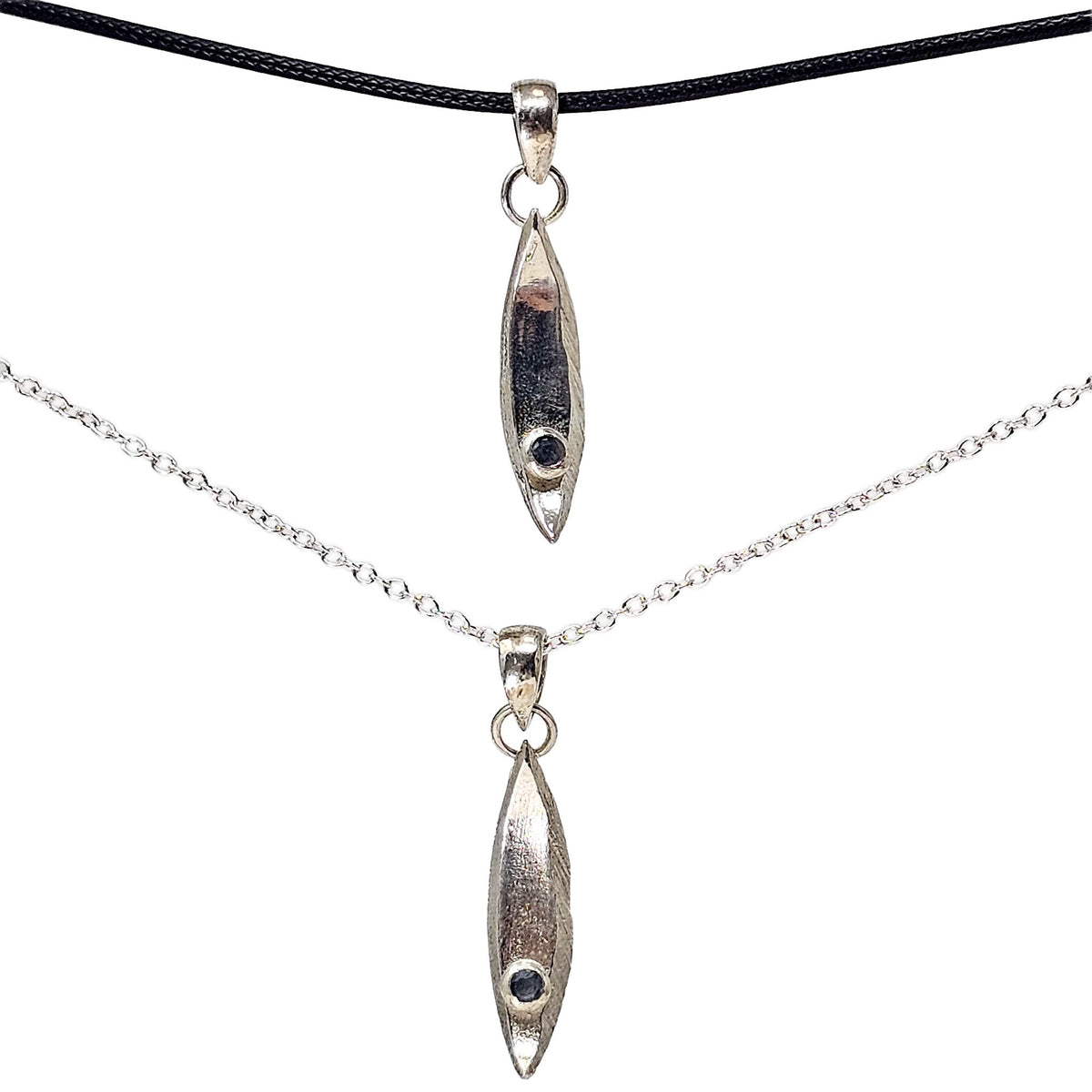Surf Board - Pendant 2 - Blue Sapphire - BC, Canada - Sterling Silver - Broken Ox Creations