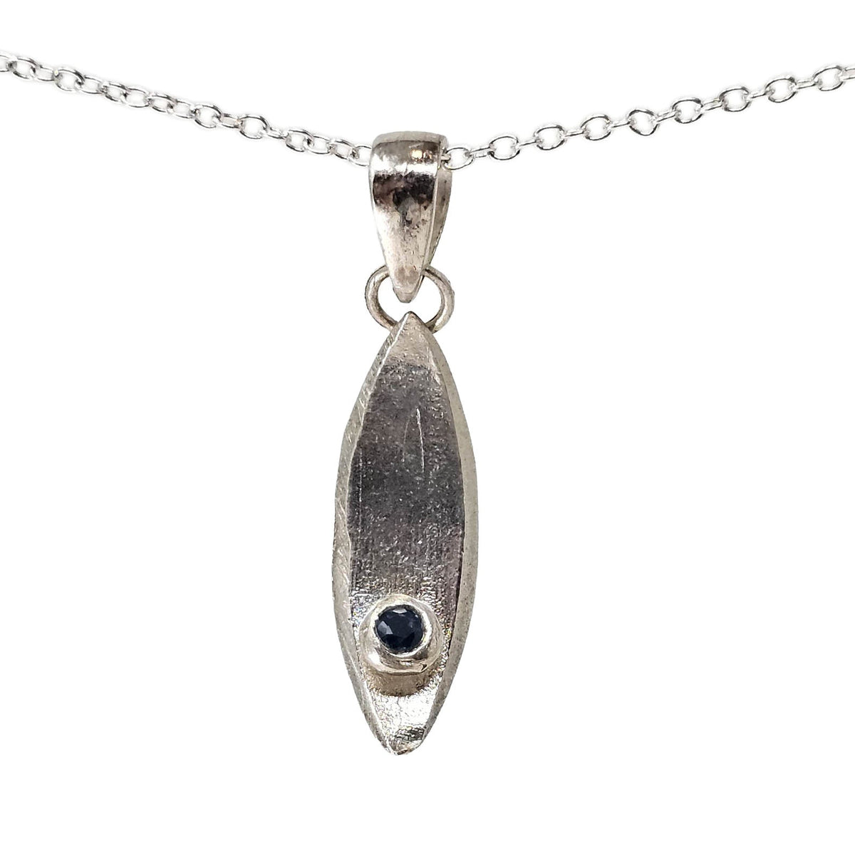 Surf Board - Pendant - Broken Ox Creations - BC, Canada - Blue Sapphire - Sterling Silver