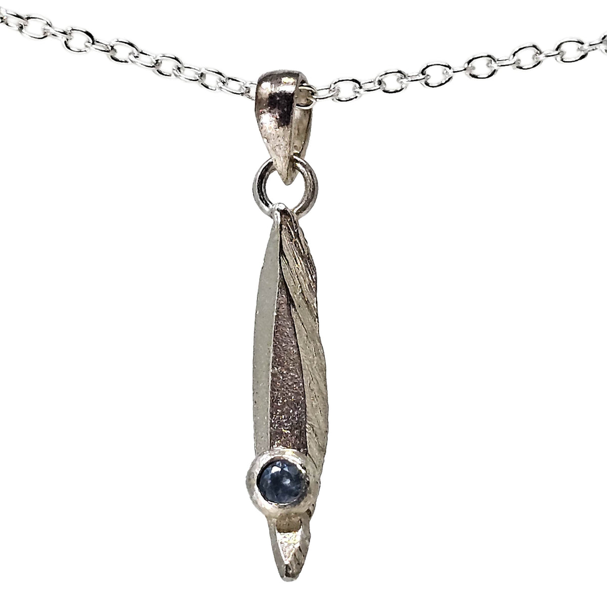Surf Board - Pendant 3 - Broken Ox Creations - BC, Canada - Blue Sapphire - Sterling Silver