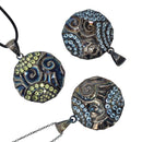 Swirl Medallion - Black Rhodium - Pendant - Peridot or London Blue Topaz - Broken Ox Creations - Hand Carved - BC, Canada