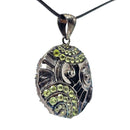 Swirl Medallion - Black Rhodium - Pendant - Peridot or London Blue Topaz - Broken Ox Creations - Hand Carved - BC, Canada