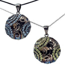 Swirl Medallion - Black Rhodium - Pendant - Peridot or London Blue Topaz - Broken Ox Creations - Hand Carved - BC, Canada