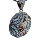Swirl Medallion - Black Rhodium - Pendant - Peridot or London Blue Topaz - Broken Ox Creations - Hand Carved - BC, Canada
