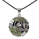 Swirl Medallion - Pendant - Broken Ox Creations - Hand Carved Medallion - Sterling Silver - Peridot London Blue Topaz - BC, Canada