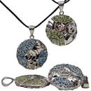Swirl Medallion - Pendant - Broken Ox Creations - Hand Carved Medallion - Sterling Silver - Peridot London Blue Topaz - BC, Canada
