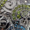 Swirl Medallion - Pendant - Broken Ox Creations - Hand Carved Medallion - Sterling Silver - Peridot London Blue Topaz - BC, Canada